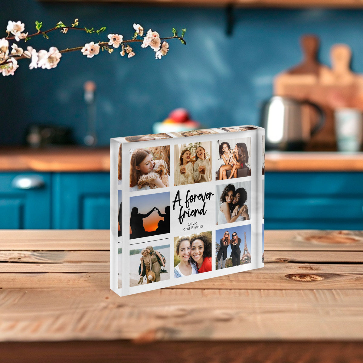 Acrylic Photo Block Custom Photo Collage Picture Frame Personalized Gift for Friend Acrylic Plaque Bedroom Picture Collage Plaque