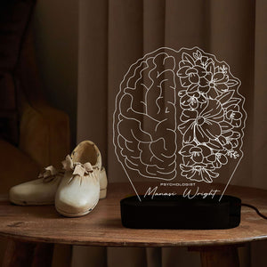 Psychologist Floral Brain Night Light,Perfect Doctor Gift,Medical Student Gift,Neurologist led Desk Lamp,Psychology Graduation Gift,3D Brain