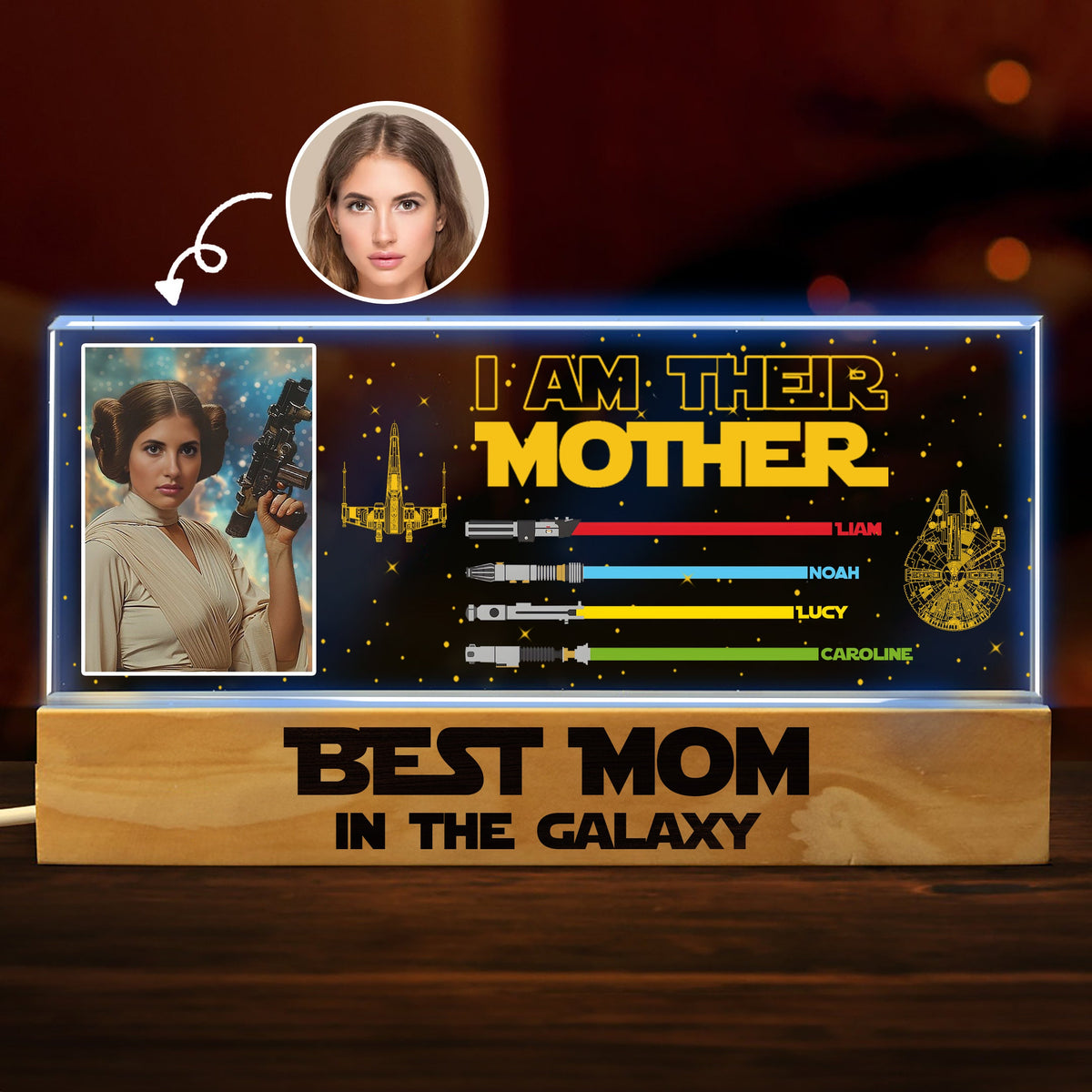 Personalized I am Their Father LED Light | Fathers Day Gift | Custom Lightsaber Sign | Family Sign | Best Dad In The Galaxy Acrylic Plaque