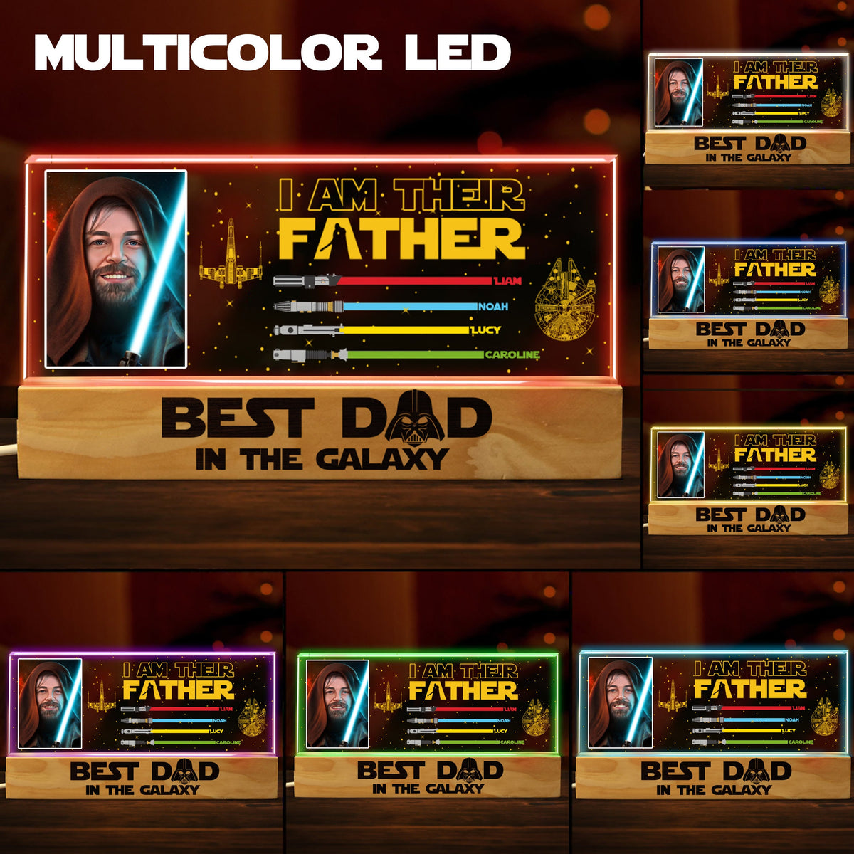 Personalized I am Their Father LED Light | Fathers Day Gift | Custom Lightsaber Sign | Family Sign | Best Dad In The Galaxy Acrylic Plaque