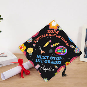 Personalized Kindergarten Graduation Cap Topper, Next Stop 1st Grade Grad Cap Topper, Custom Grad Cap Topper for kids, Graduation cap