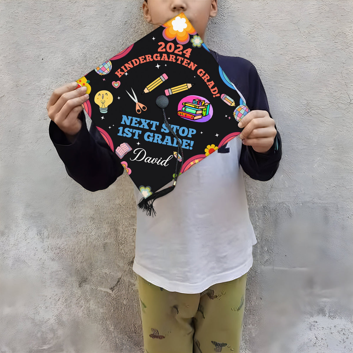 Personalized Kindergarten Graduation Cap Topper, Next Stop 1st Grade Grad Cap Topper, Custom Grad Cap Topper for kids, Graduation cap