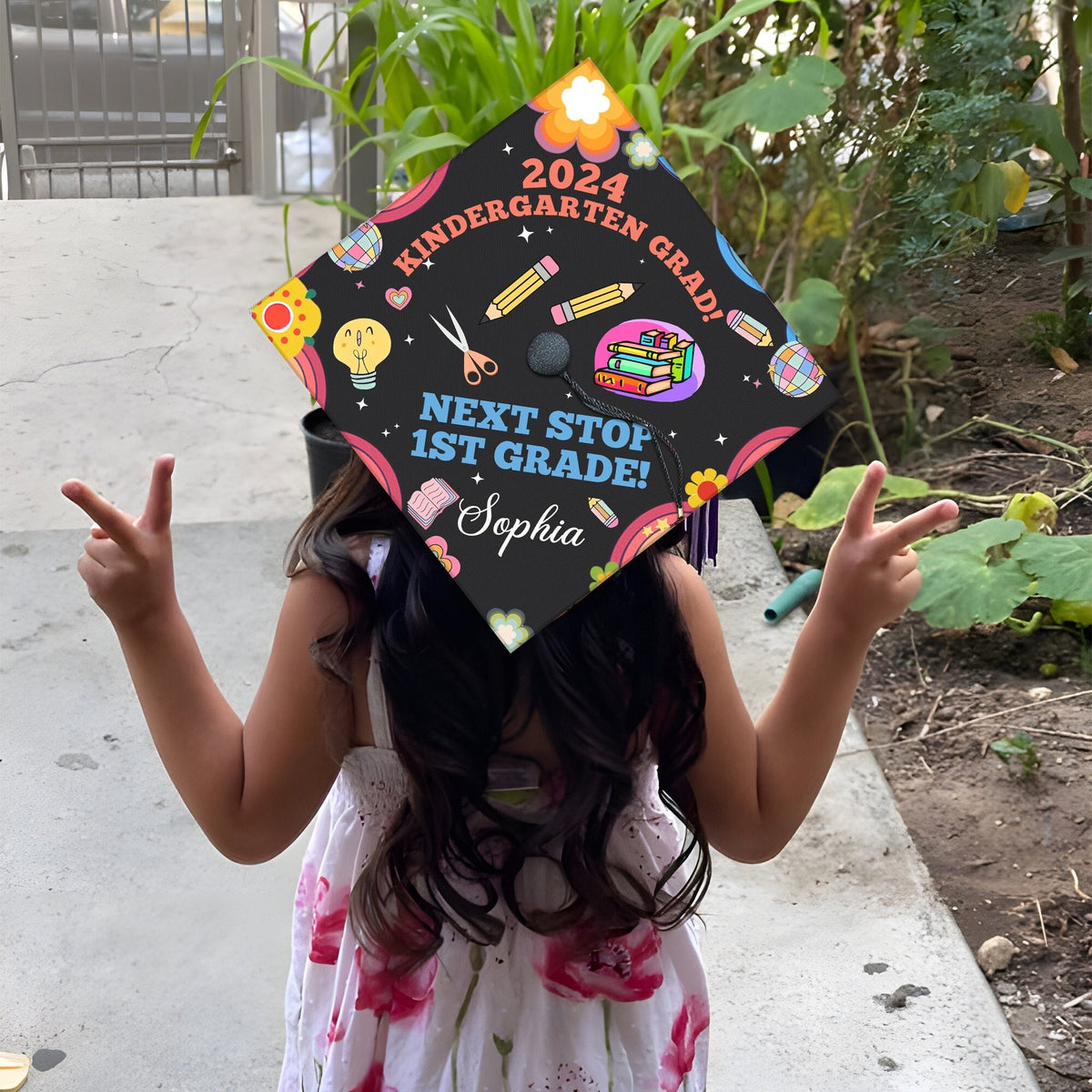 Personalized Kindergarten Graduation Cap Topper, Next Stop 1st Grade Grad Cap Topper, Custom Grad Cap Topper for kids, Graduation cap