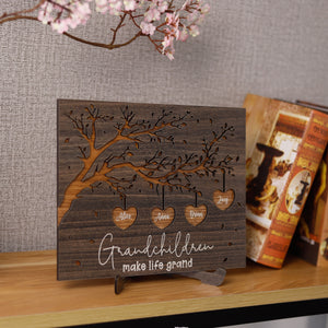 Personalized Wooden Sign for Grandparents, Gift from Grandkids, Grandchildren Names with Family Tree Plaque, Grandma Gifts, Gift for Grandpa