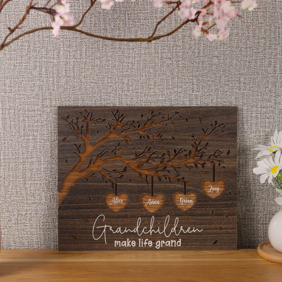 Personalized Wooden Sign for Grandparents, Gift from Grandkids, Grandchildren Names with Family Tree Plaque, Grandma Gifts, Gift for Grandpa