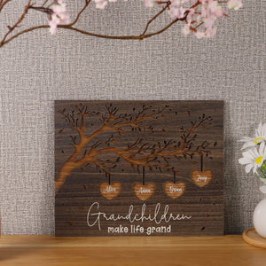 Personalized Wooden Sign for Grandparents, Gift from Grandkids, Grandchildren Names with Family Tree Plaque, Grandma Gifts, Gift for Grandpa