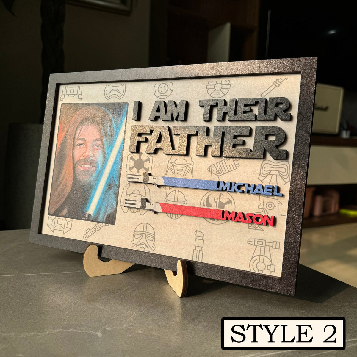 Personalized I Am Their Father Dad Gifts | 2025 Fathers Day Gift | Gifts for Dad | Wood Dad Sign with Kids Names | Custom Lightsaber Sign