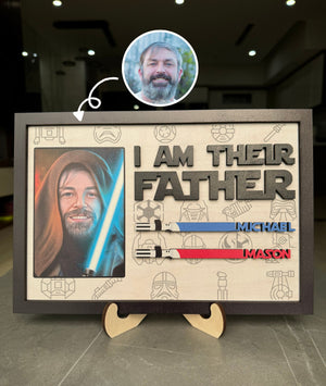 Personalized I Am Their Father Dad Gifts | 2025 Fathers Day Gift | Gifts for Dad | Wood Dad Sign with Kids Names | Custom Lightsaber Sign