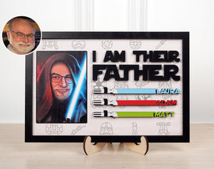 Personalized I Am Their Father Dad Gifts | 2025 Fathers Day Gift | Gifts for Dad | Wood Dad Sign with Kids Names | Custom Lightsaber Sign