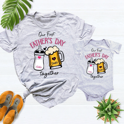 2025 fathers day shirt, our first fathers day shirt, new daddy gift, first fathers day matching outfit,dad girl baby shirt, dad boy baby tee