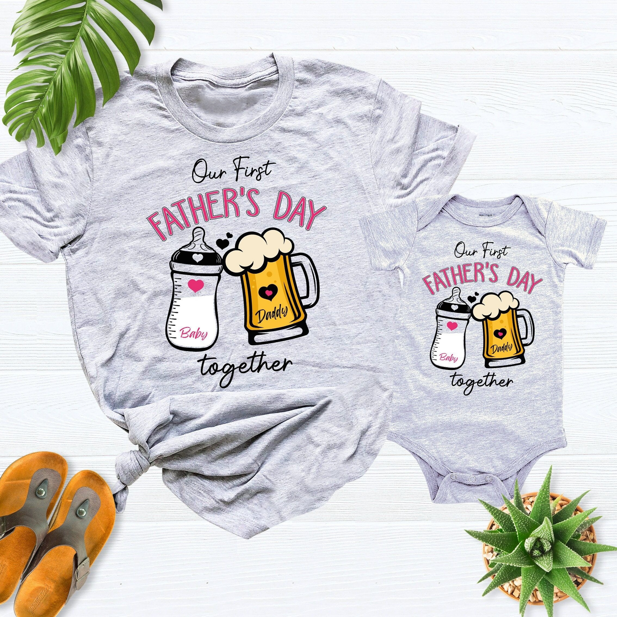 2025 fathers day shirt, our first fathers day shirt, new daddy gift, first fathers day matching outfit,dad girl baby shirt, dad boy baby tee