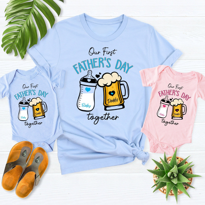 2025 fathers day shirt, our first fathers day shirt, new daddy gift, first fathers day matching outfit,dad girl baby shirt, dad boy baby tee