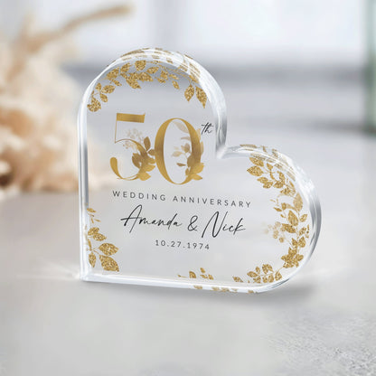 Personalized 50th Anniversary Gift, Gold Anniversary Gift, 50th Wedding Anniversary Keepsake Plaque, Gold 50th Anniversary Gift for Couple
