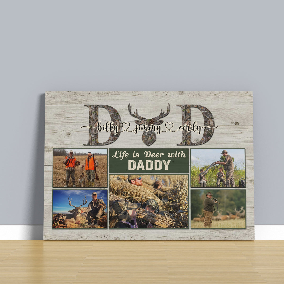 Hunting Dad Photo Collage Canvas, Hunting Father's Day Gifts For Dad, Deer Hunting Gifts For Him, Hunting Dad Signs, Best Gifts For A Hunter