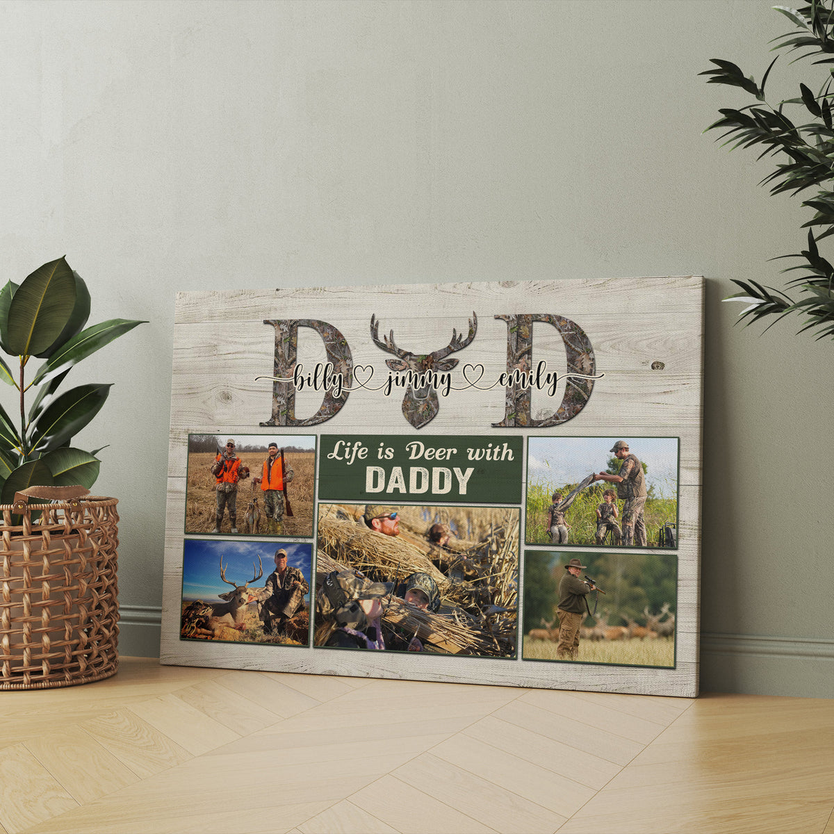 Hunting Dad Photo Collage Canvas, Hunting Father's Day Gifts For Dad, Deer Hunting Gifts For Him, Hunting Dad Signs, Best Gifts For A Hunter