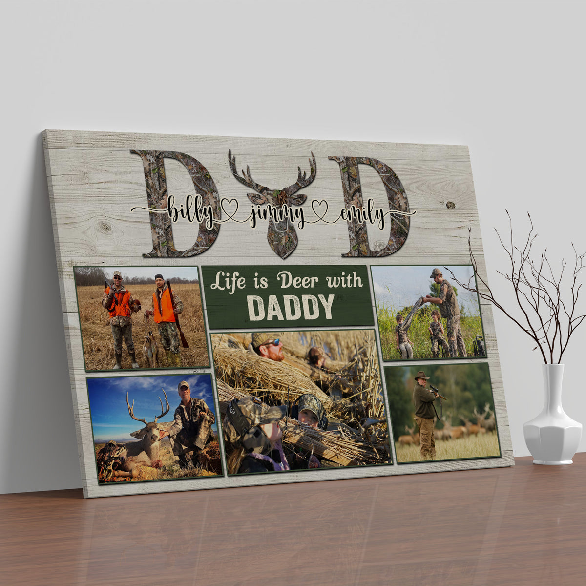 Hunting Dad Photo Collage Canvas, Hunting Father's Day Gifts For Dad, Deer Hunting Gifts For Him, Hunting Dad Signs, Best Gifts For A Hunter