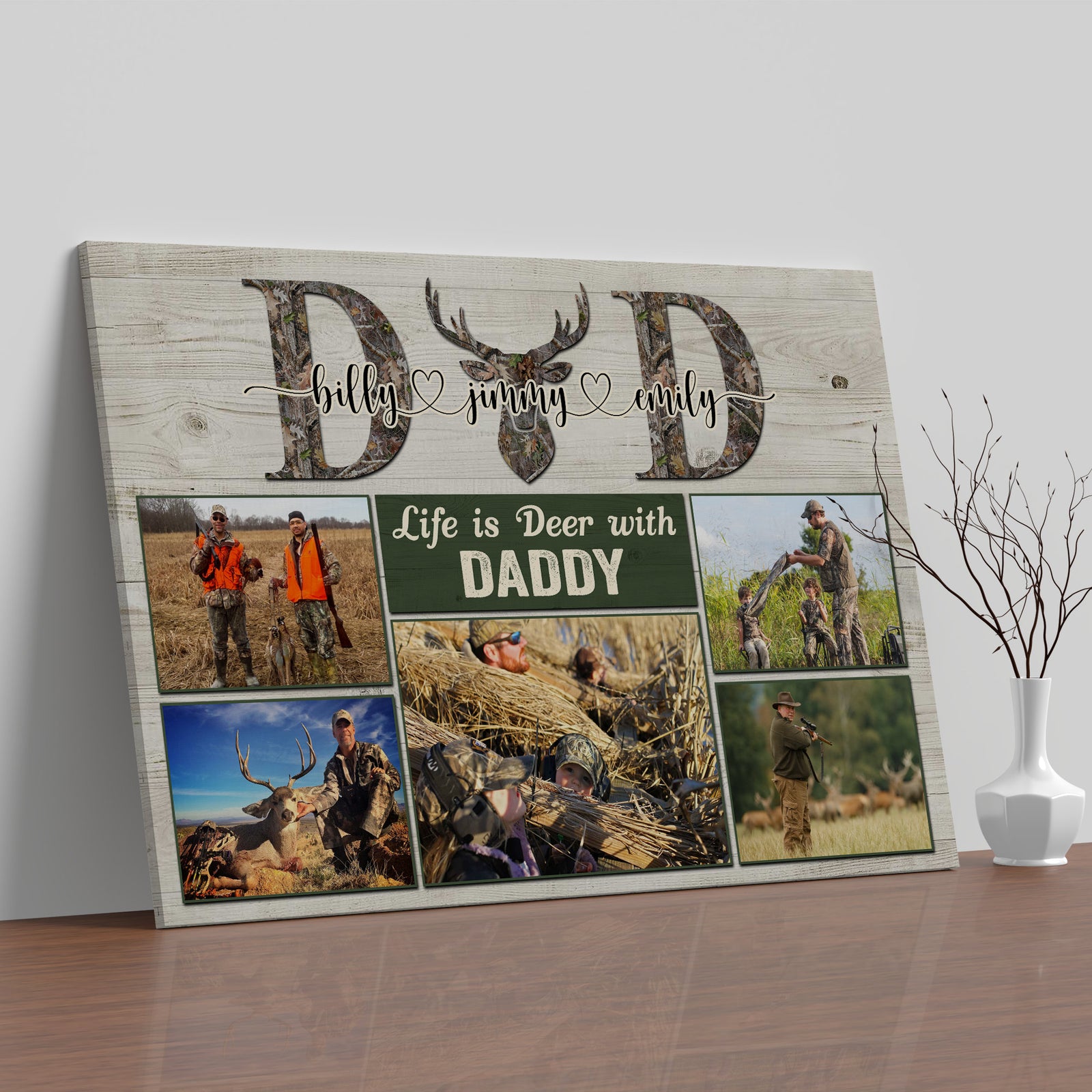 Hunting Dad Photo Collage Canvas, Hunting Father's Day Gifts For Dad, Deer Hunting Gifts For Him, Hunting Dad Signs, Best Gifts For A Hunter
