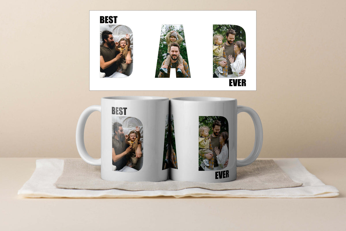 Best Daddy Ever Mug, Custom Father Day Cup, Personalized Photo Collage Mug, Dad Birthday Gift, Father Gift From Son Daughter Wife, Dad Mug