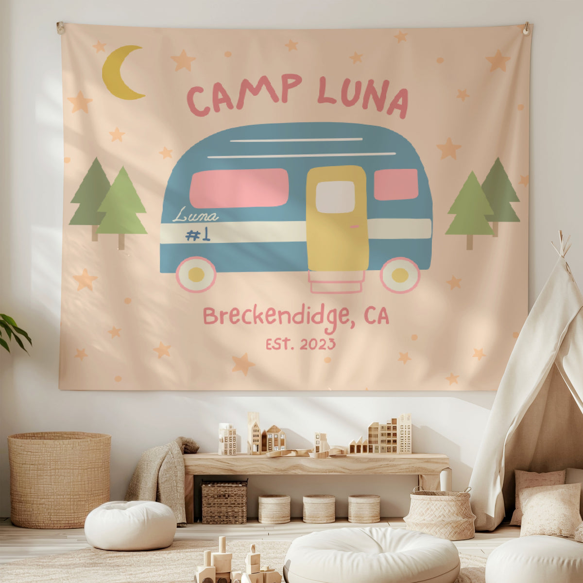 Camp Birthday Party Sign, One Happy Camper Banner, Camp Themed Birthday Decor, Custom Camp Birthday Banner, Wild One Birthday Decorations