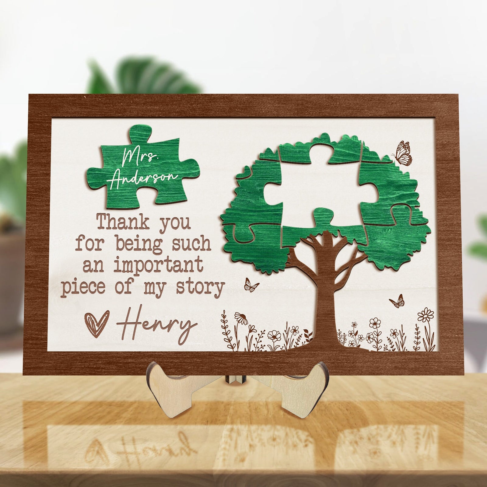 Personalized Teacher Appreciation Gifts, Teacher Gift Wooden Sign, Thank You For Being An Important Piece Of My Story, Gift For Teacher Week