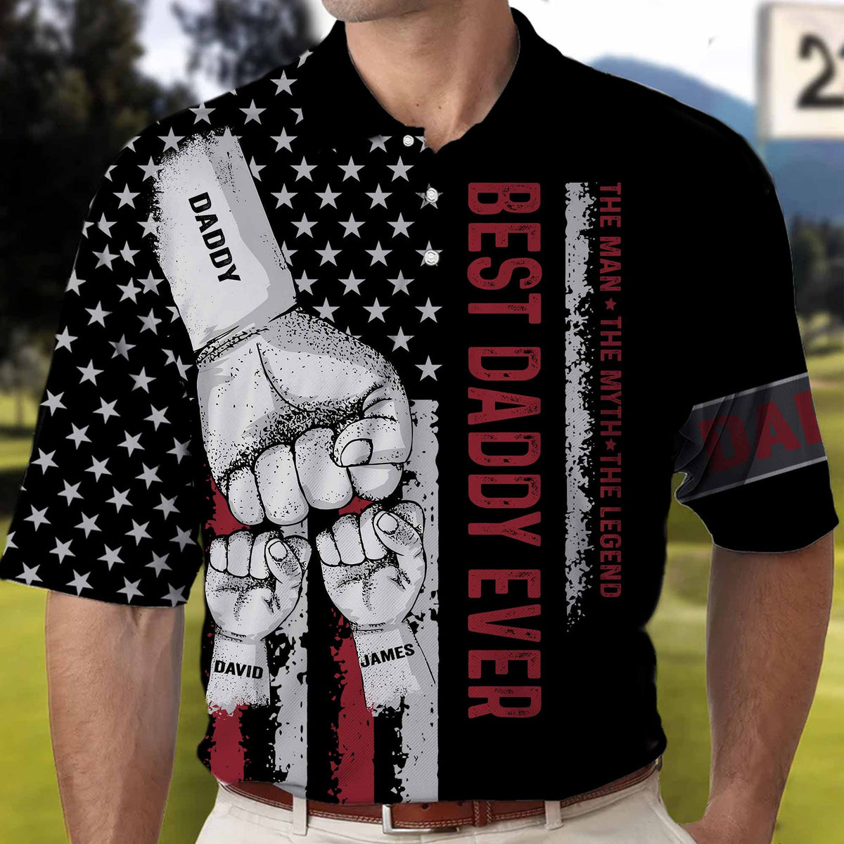 Personalized Best Dad Ever Polo Shirt, Custom Fist Bump Dad Kids Polo Shirt For Dad, Grandpa, Father's Day Gift, Birthday Dad Polo Shirt