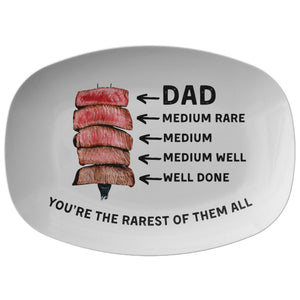 Personalized Father's Day Grilling Plate, Custom Dad Steak Doneness Chart, Unique BBQ Gift, You're The Rarest Of Them All Platter