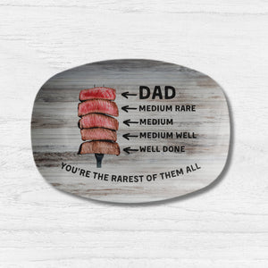Personalized Father's Day Grilling Plate, Custom Dad Steak Doneness Chart, Unique BBQ Gift, You're The Rarest Of Them All Platter