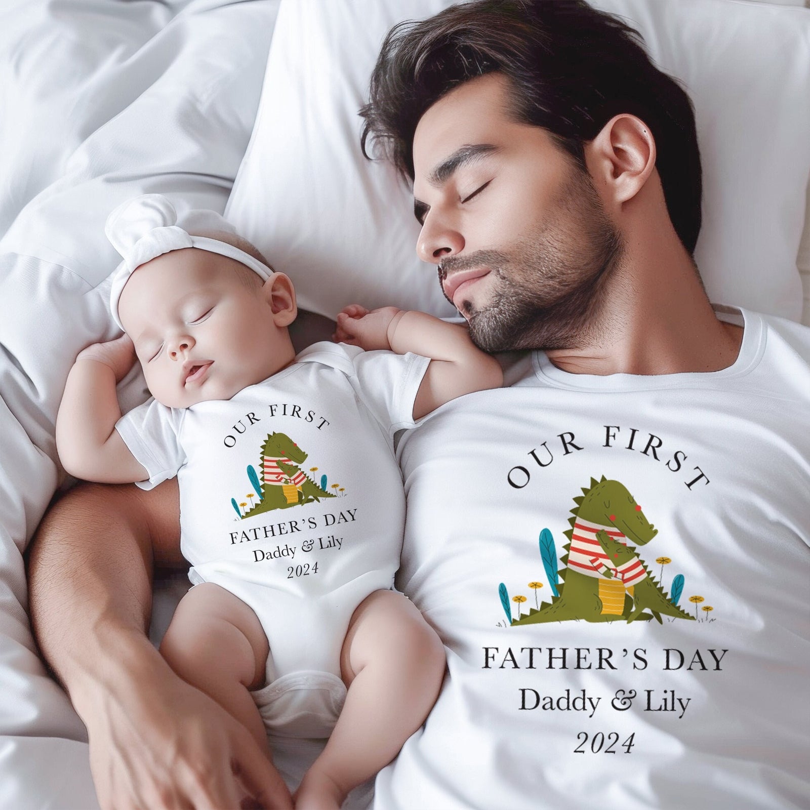 Personalised Matching Our First Father's Day T-shirt Funny Daddy and Baby Gift Dad and Me tee 1st Fathers Day Keepsake Dada Baby bodysuit