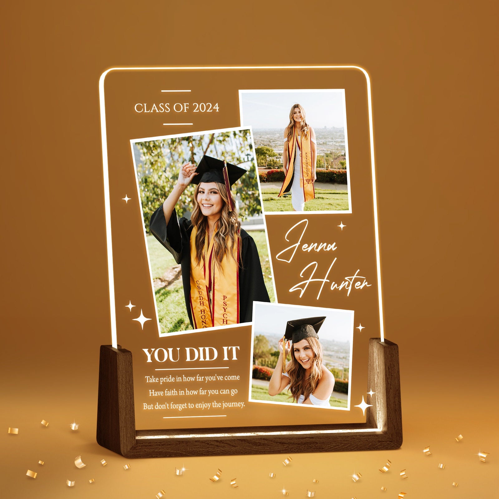 Personalized Night Light Graduates Plaque, Graduate Frame Picture Gifts, Gifts for Graduate, Seniors, Highschool, College Gift