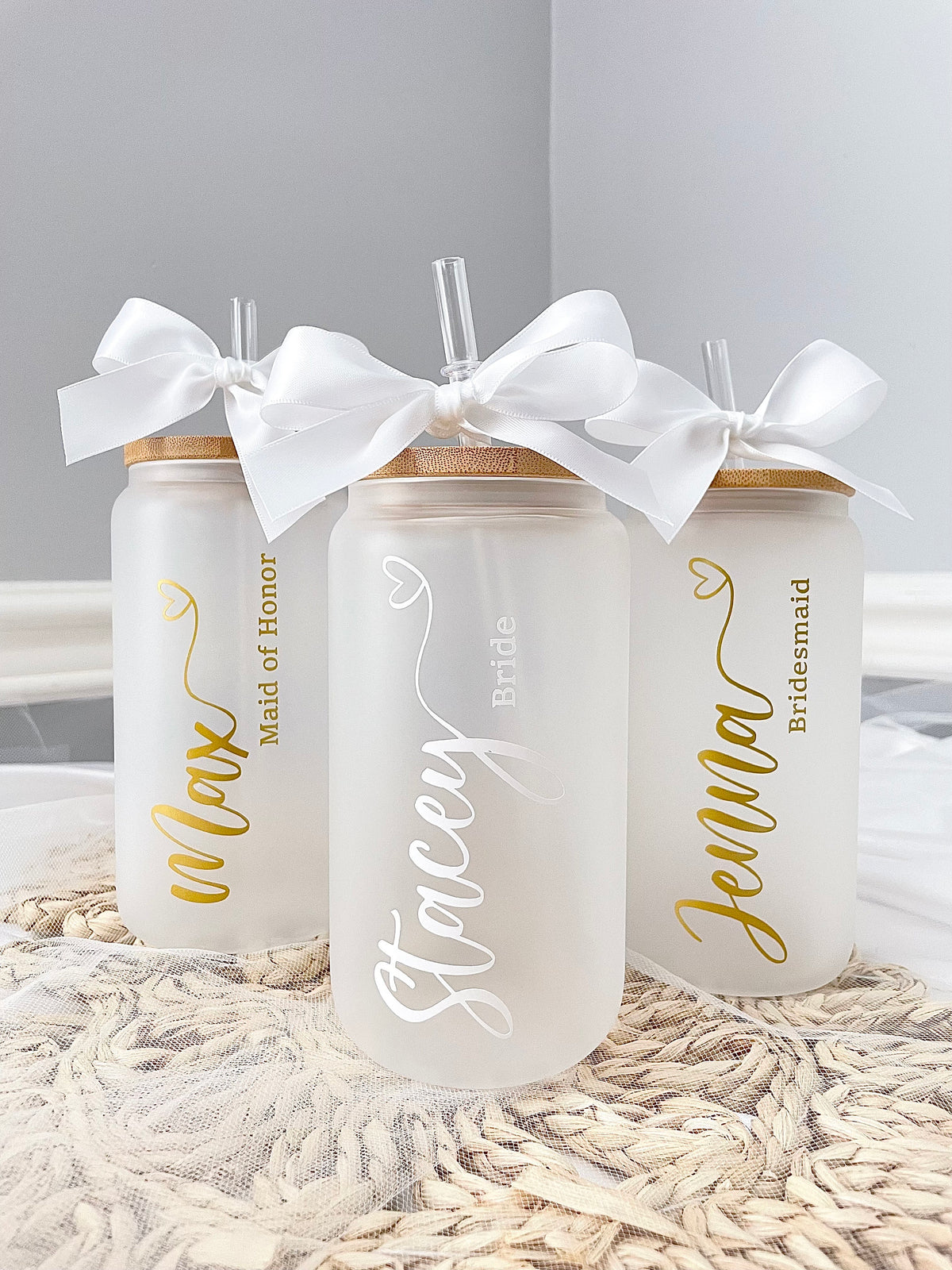 Personalized Glass Tumblers | Bridesmaid Tumblers | Iced Coffee Cup | Personalized Gifts | Birthday Gift | Bride