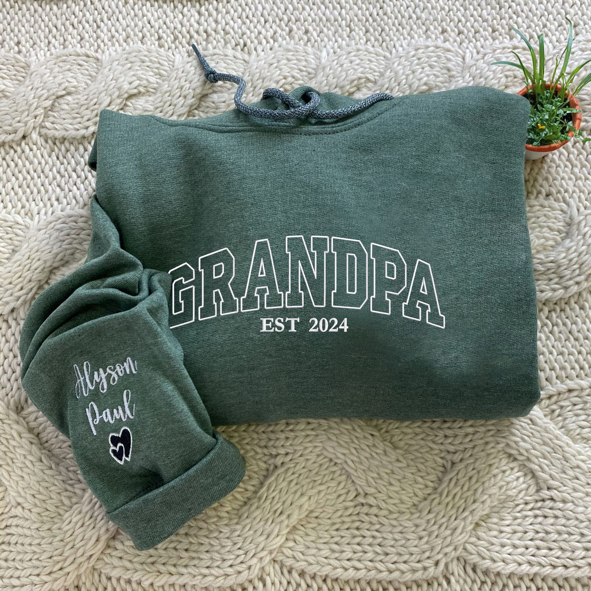 Grandpa Hoodie Personalized, Embroidered Grandpa Sweatshirt, Dad Est Sweatshirt With Kids Names, Unique Gifts for Dad, Father's Day Gift