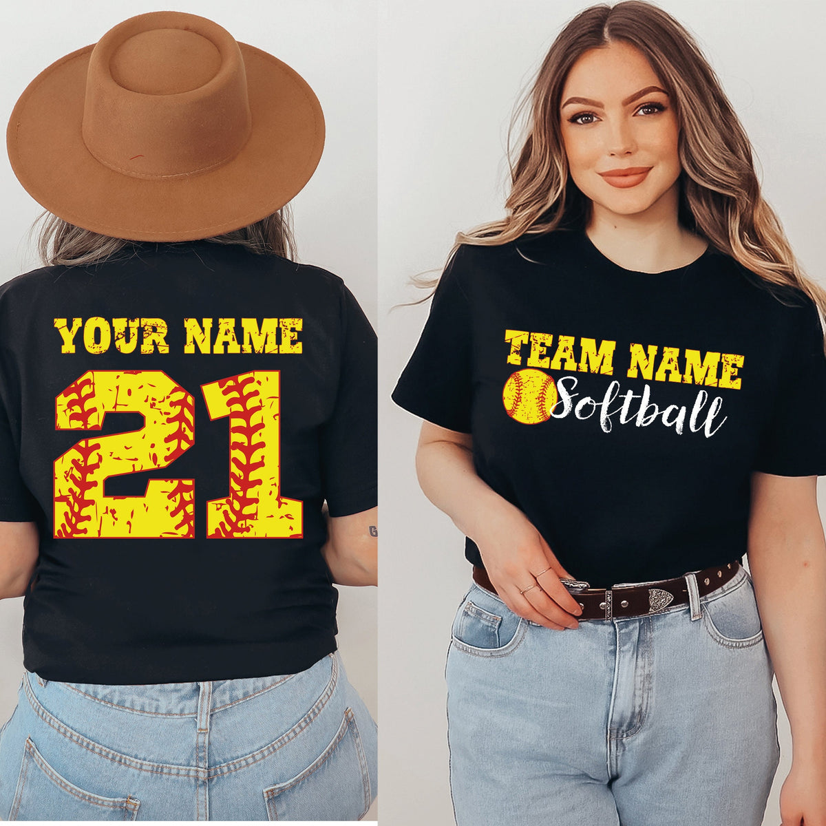 Softball Back Front Design Shirt With Custom Number And Name, Sports Shirt, Softball Mom Tee, Personalized Softball Gifts, Softball Team Tee