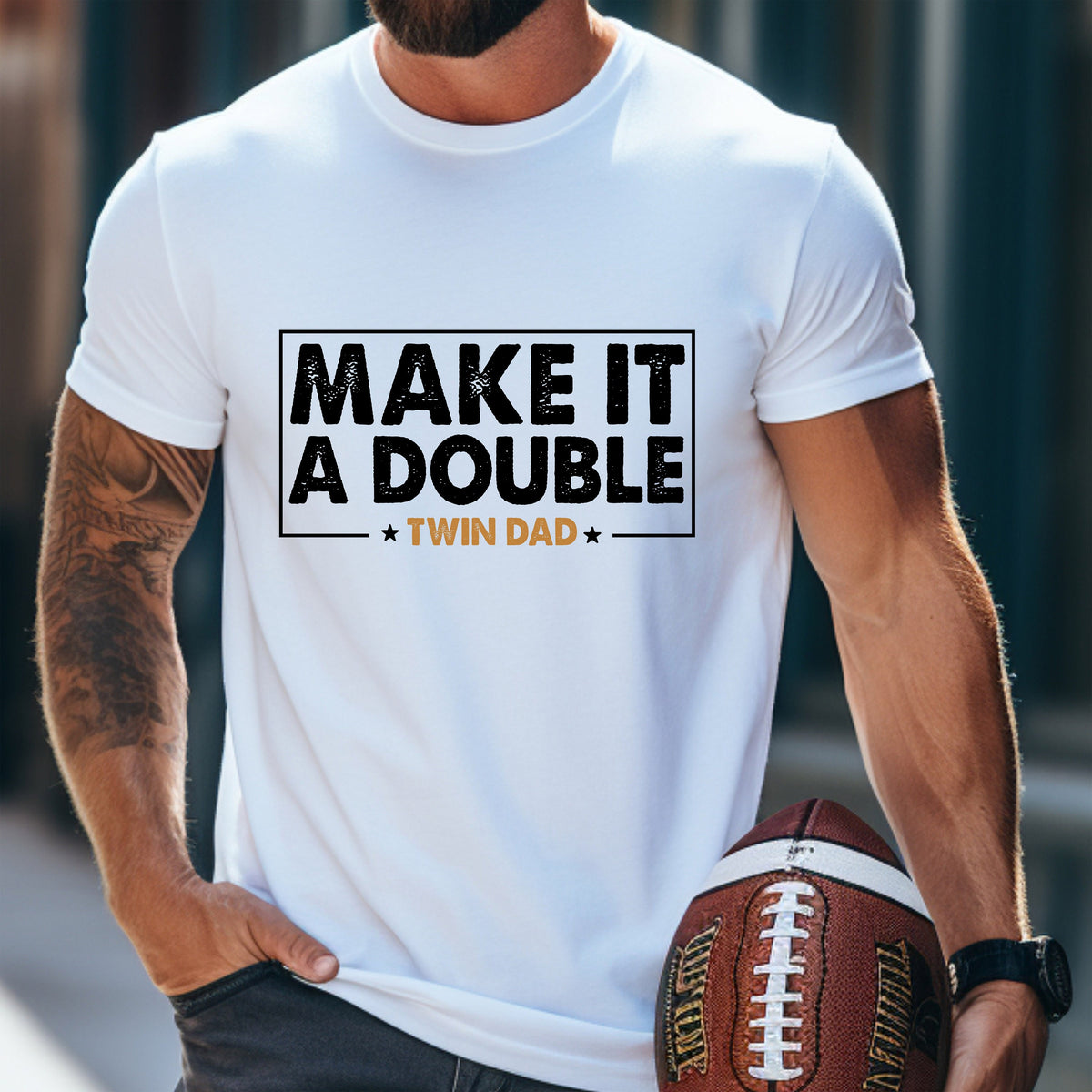 Twin Dad Fathers Day Shirt, Make It A Double T-Shirt, Father of Twins Sweatshirt, Twin Papa Gift, Gift For Husband, Funny New Dad Hoodie