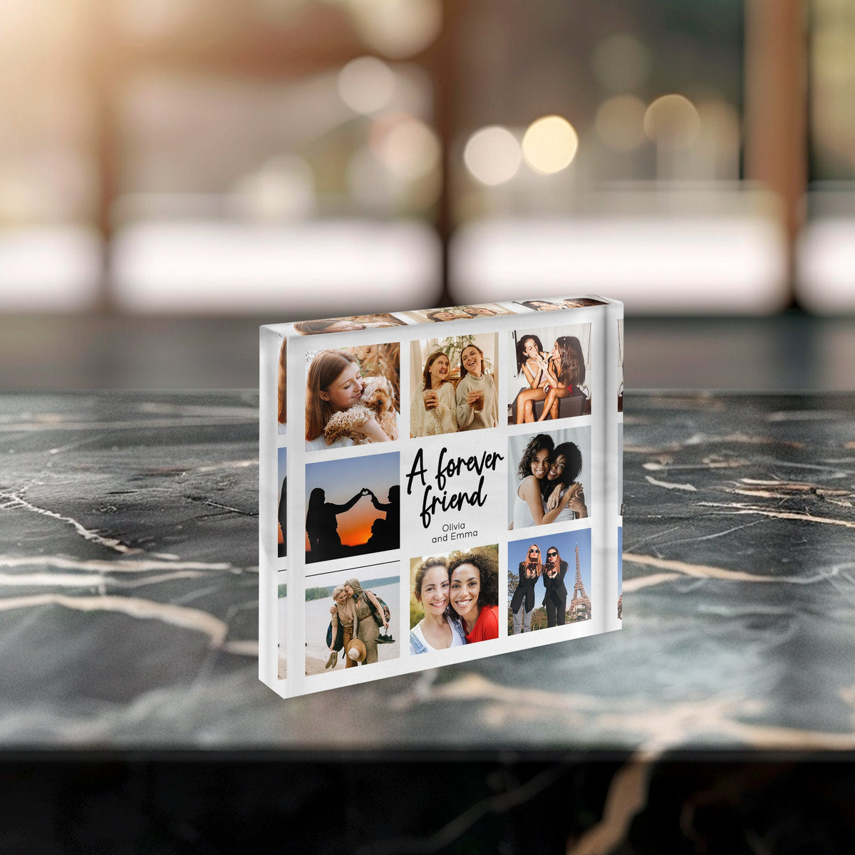 Acrylic Photo Block Custom Photo Collage Picture Frame Personalized Gift for Friend Acrylic Plaque Bedroom Picture Collage Plaque