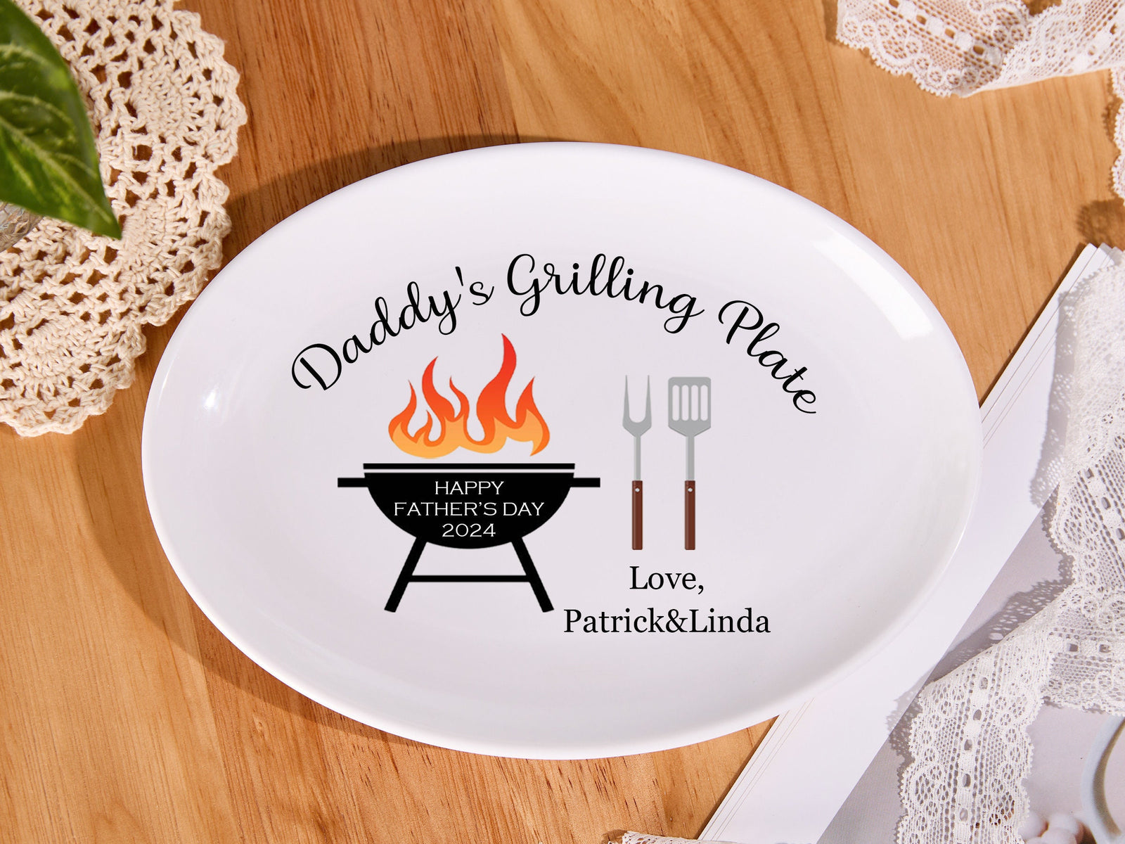 Personalized Grilling Plate for Dad,Fathers Day Gifts from Kids,Dad Grill Gifts,BBQ Gifts Custom Platter,Daddy's Grilling Plate,Dad Gifts
