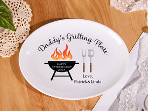 Personalized Grilling Plate for Dad,Fathers Day Gifts from Kids,Dad Grill Gifts,BBQ Gifts Custom Platter,Daddy's Grilling Plate,Dad Gifts