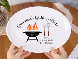 Personalized Grilling Plate for Dad,Fathers Day Gifts from Kids,Dad Grill Gifts,BBQ Gifts Custom Platter,Daddy's Grilling Plate,Dad Gifts