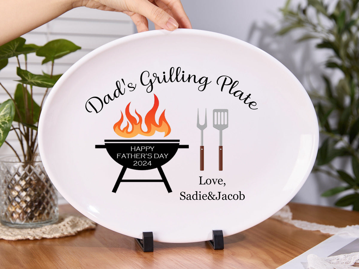 Personalized Grilling Plate for Dad,Fathers Day Gifts from Kids,Dad Grill Gifts,BBQ Gifts Custom Platter,Daddy's Grilling Plate,Dad Gifts