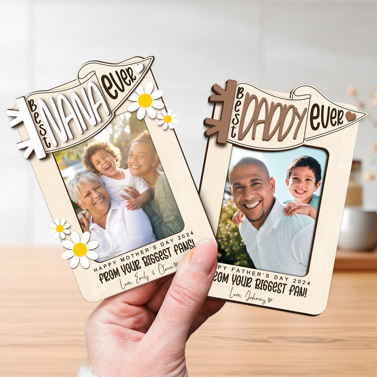 Custom Photo Car Visor Clip, Best Dad Ever Personalized Picture Frame, Dad Photo Magnet, Gift for Dad from Son, Drive Safe Gift, Papa Gift