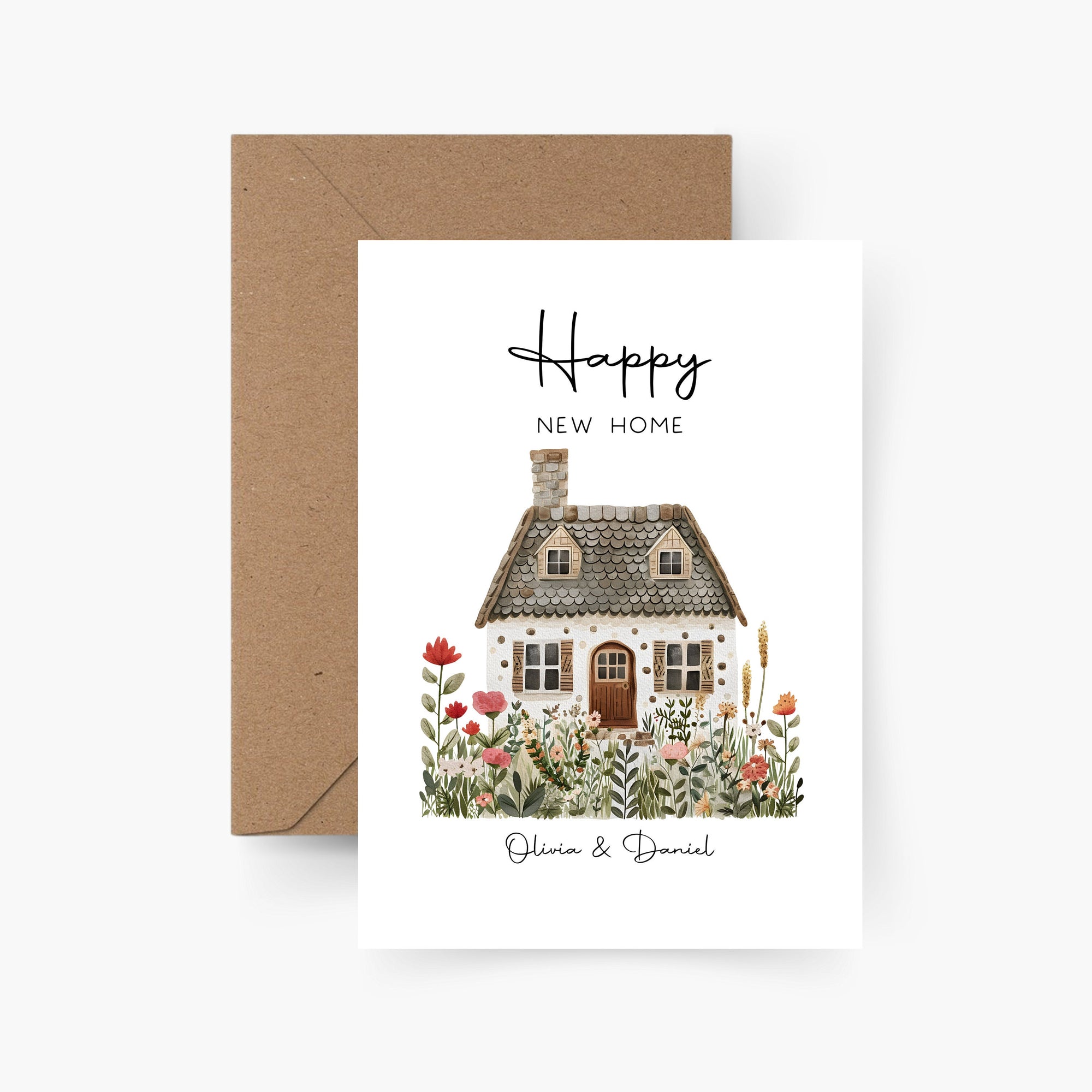 Personalized housewarming card, moving in card, textured paper, postcard, Happy new home, housewarming gift, housewarming party