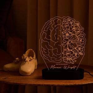 Psychologist Floral Brain Night Light,Perfect Doctor Gift,Medical Student Gift,Neurologist led Desk Lamp,Psychology Graduation Gift,3D Brain