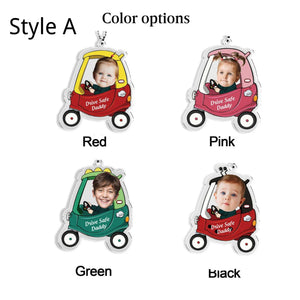 Customized Drive Safe Daddy Acrylic Car Hanger for Dad, Mom, Grandpa, Personalized Acrylic Baby Car Hanger, 1st Father's Day Gifts for Dad