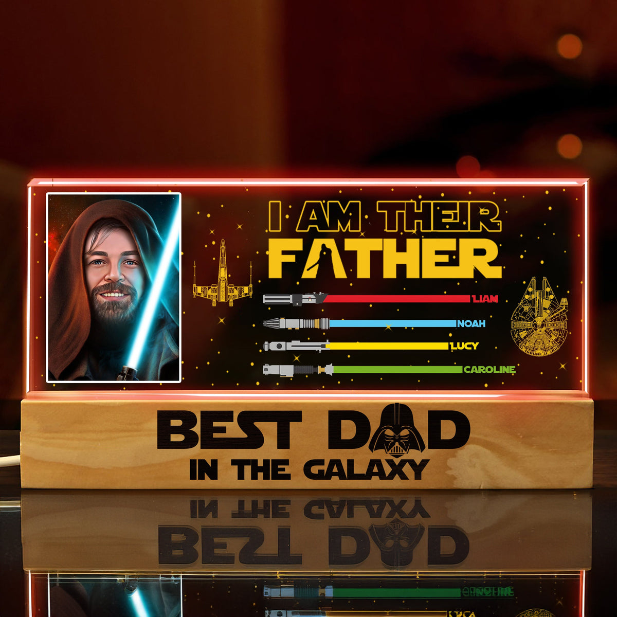 Personalized I am Their Father LED Light | Fathers Day Gift | Custom Lightsaber Sign | Family Sign | Best Dad In The Galaxy Acrylic Plaque