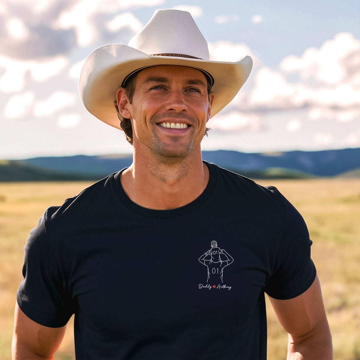 Personalized Dad Portrait Shirt, Custom Photo Shirt, Dad Shirt, New Dad Gift, Fathers Day Shirt, Photo Outline Tee For Father's Day Gift