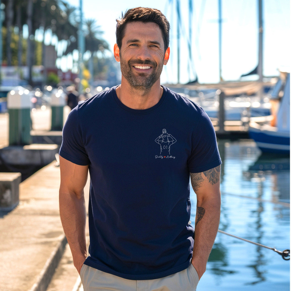 Personalized Dad Portrait Shirt, Custom Photo Shirt, Dad Shirt, New Dad Gift, Fathers Day Shirt, Photo Outline Tee For Father's Day Gift