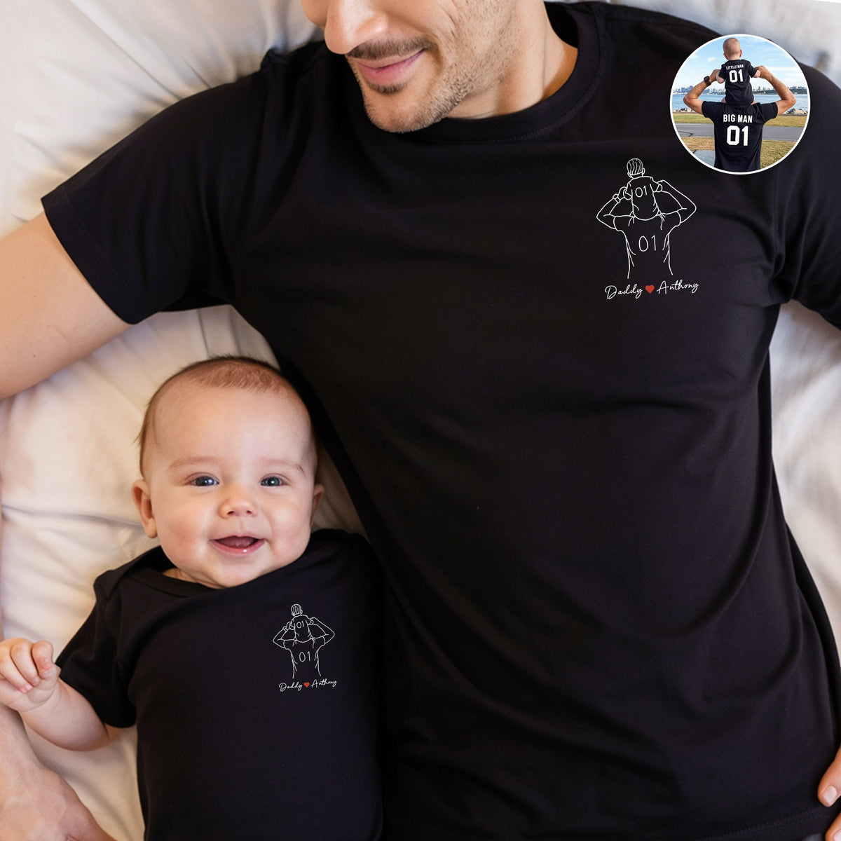 Personalized Dad Portrait Shirt, Custom Photo Shirt, Dad Shirt, New Dad Gift, Fathers Day Shirt, Photo Outline Tee For Father's Day Gift