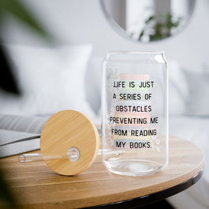 Personalized Favorite Books 16 oz Tumbler, Custom Bookshelf Sipper Glass Cup with Bamboo Lid, Bookworm Reader Book Lover Gift Coffee Cup