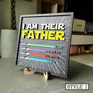 Personalized I Am Their Father Dad Gifts | 2025 Fathers Day Gift | Gifts for Dad | Wood Dad Sign with Kids Names | Custom Lightsaber Sign