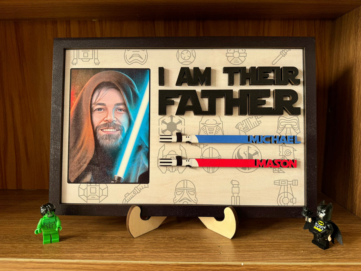 Personalized I Am Their Father Dad Gifts | 2025 Fathers Day Gift | Gifts for Dad | Wood Dad Sign with Kids Names | Custom Lightsaber Sign