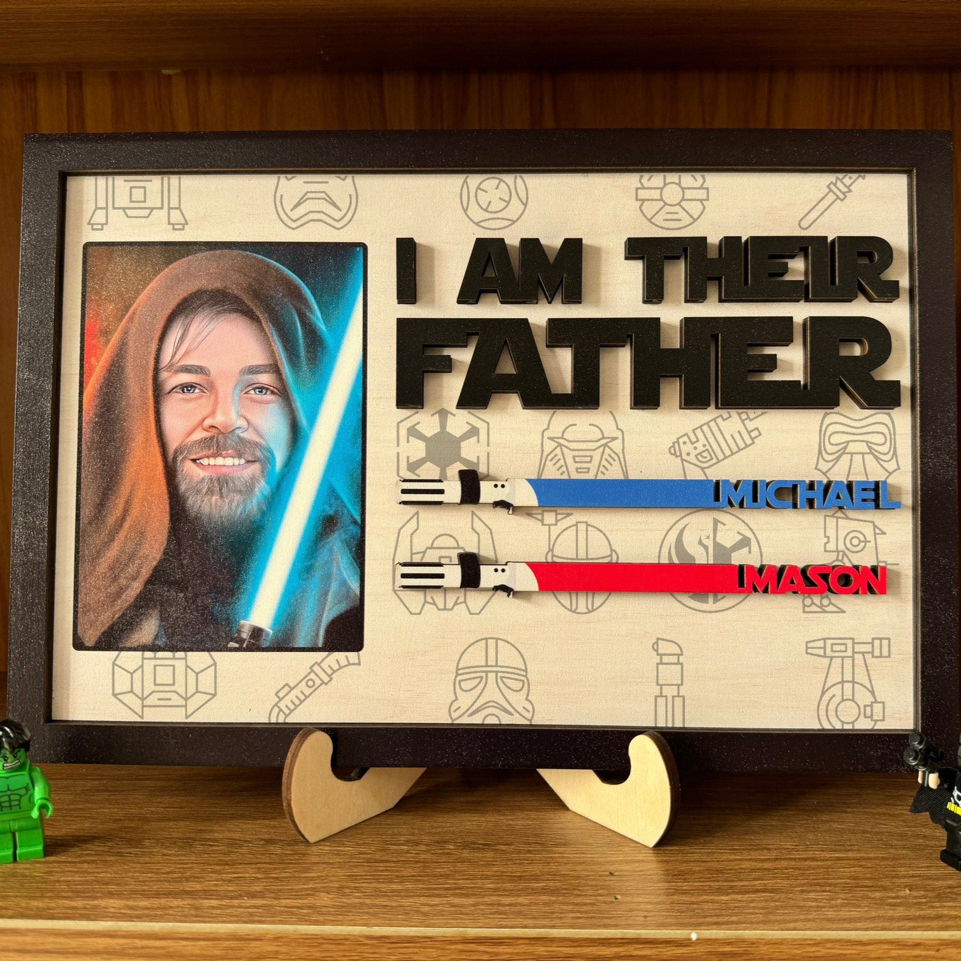 Personalized I Am Their Father Dad Picture Frame Gifts | Fathers Day Gift | Gifts for Dad | Wood Dad Sign with Kids Names